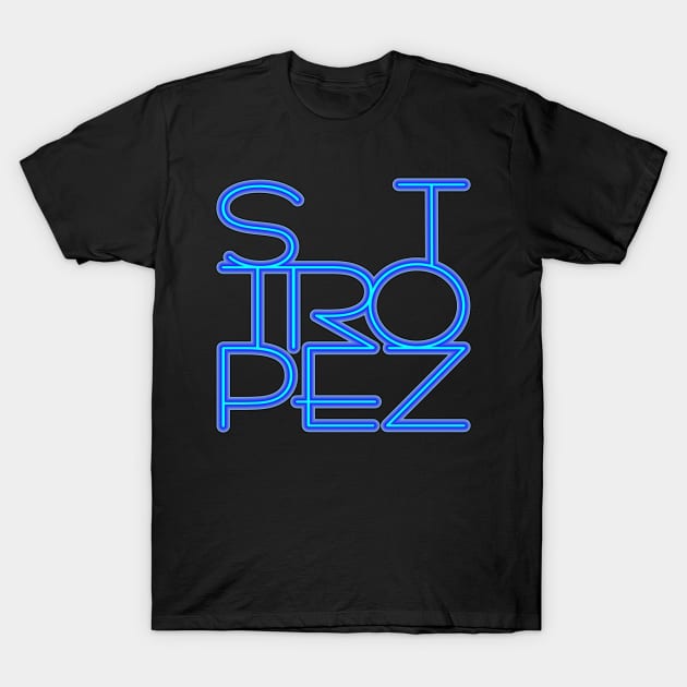 St. Tropez in blue neon. T-Shirt by robelf